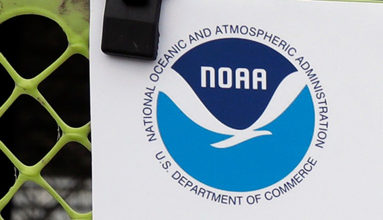 The National Oceanic and Atmospheric Administration's logo is seen.