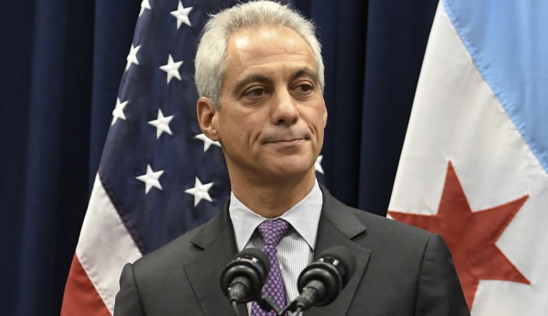 Chicago Mayor Rahm Emanuel speaks during a press conference where sanctuary cities, which don't arrest or detain immigrants living in the U.S. illegally, and Chicago violence, two issues raised by President Donald Trump, were discussed on Wednesday, Jan. 25, 2017, in Chicago.