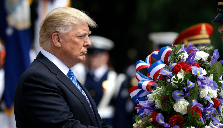 President Trump lays a wreath at The Tomb of the Unknown Solider at Arlington National Cemetery in Arlington, Va.