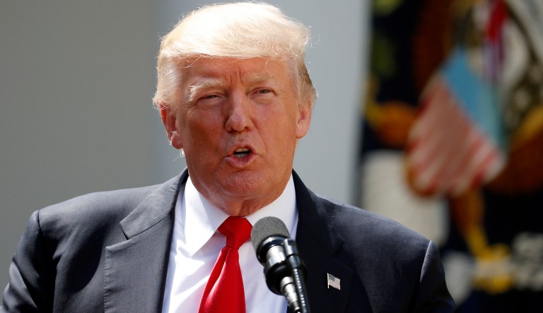 President Donald Trump speaks in the Rose Garden of the White House in Washington, Wednesday, July 26, 2017, during an event with the American Legion Boys Nation and the American Legion Auxiliary Girls Nation. 