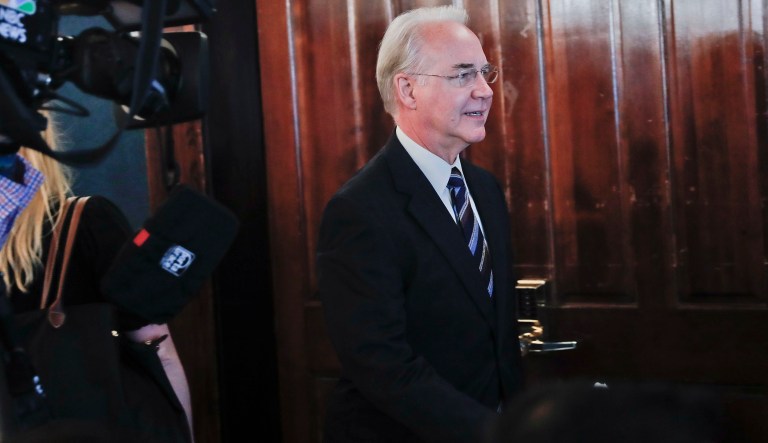 Health and Human Services Secretary Tom Price for a news conference by the National Foundation for Infectious Diseases (NFID) recommending everyone age six months an older be vaccinated against influenza, Thursday, Sept. 28, 2017 in Washington.