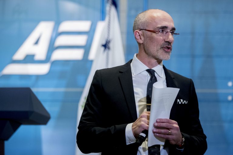 American Enterprise Institute President Arthur Brooks speaks at an event at the American Enterprise Institute in Washington, D.C.