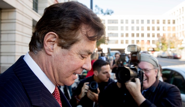 Paul Manafort, President Trump's former campaign chairman, departs Federal District Court in Washington.