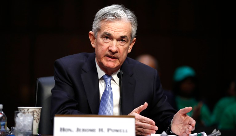 Jerome Powell testifies during a Senate Banking, Housing, and Urban Affairs Committee confirmation hearing on Capitol Hill in Washington.