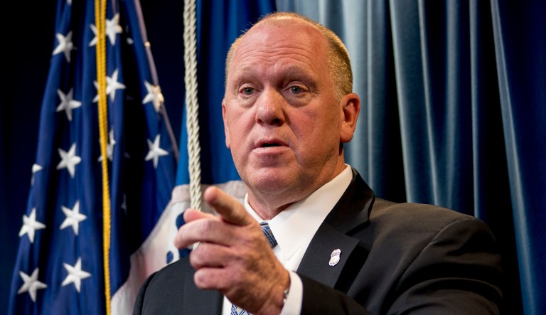 Thomas Homan speaks during a press conference.