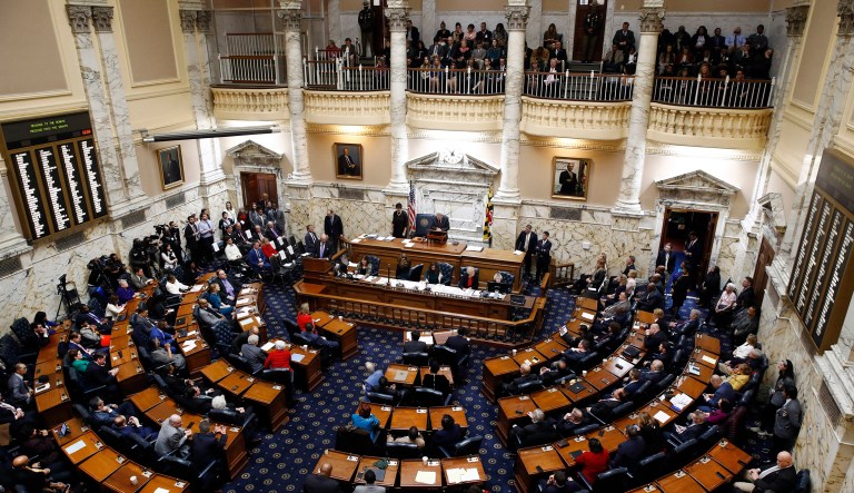 Members of the Maryland House of Delegates convene at the Maryland State House in Annapolis, Md.
