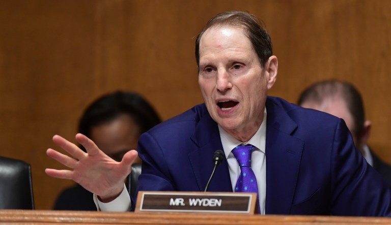 Sen. Ron Wyden, D-Ore., speaks during a hearing on Capitol Hill in Washington, D.C.