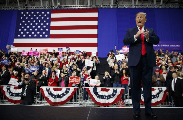 President Trump held a rally in Moon Township, Pa., on Saturday to support Republican candidate Rep. Rick Saccone in the special election for the 18th Congressional District in Pennsylvania.