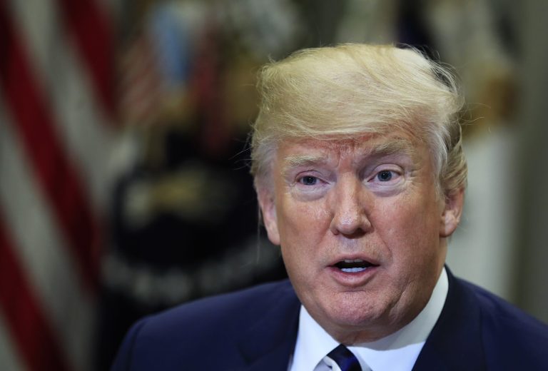 President Trump speaks during a roundtable in the Roosevelt Room of the White House, in Washington, D.C.