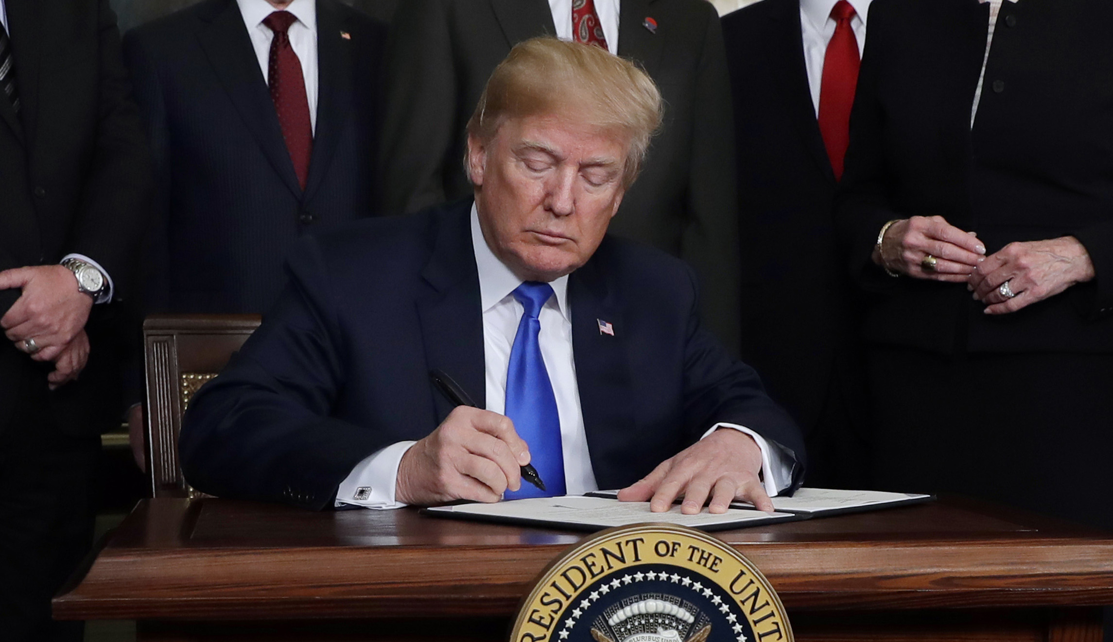 WATCH LIVE: Trump appears in front of press amid threats to veto omnibus bill