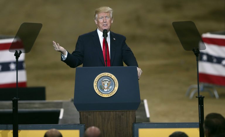 President Trump speaks at an event.