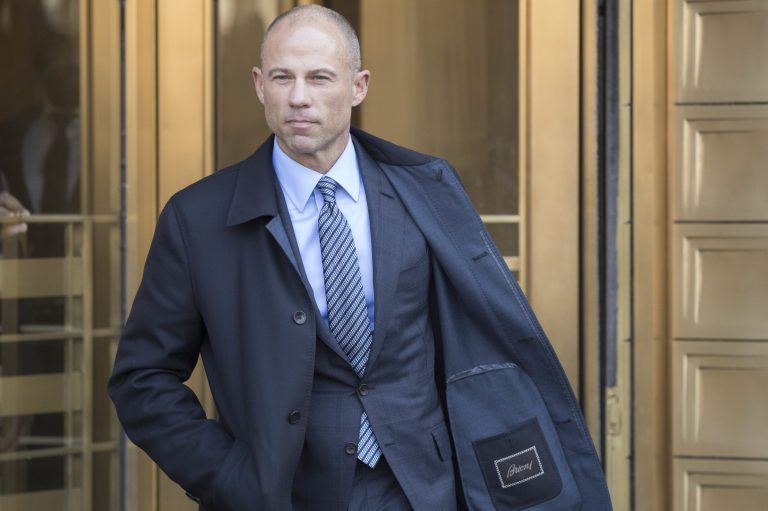 Michael Avenatti, the attorney and spokesperson for adult film actress Stormy Daniels, leaves federal court on Monday in New York.