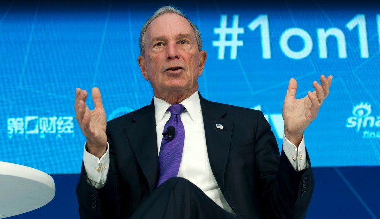 Former New York City Mayor and UN Special Envoy for Climate Action Michael Bloomberg speaks in Washington.