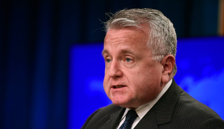 John Sullivan speaks during a news conference at the State Department in Washington, D.C.