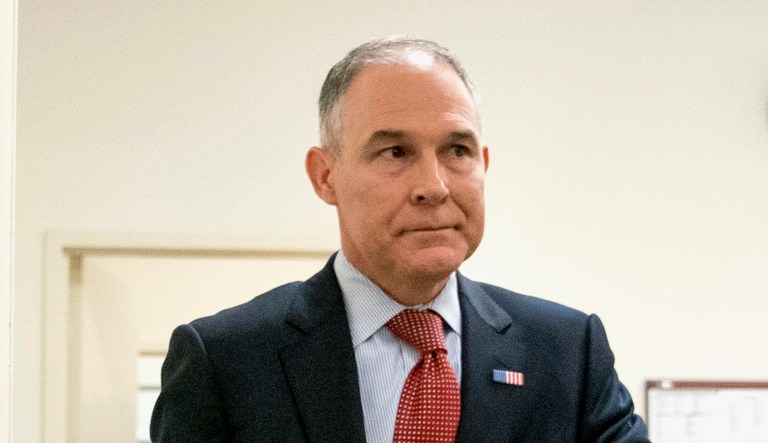 Environmental Protection Agency Administrator Scott Pruitt arrives at a hearing on Capitol Hill in Washington.