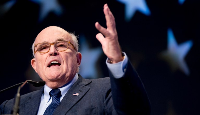 Rudy Giuliani, an attorney for President Trump, speaks in Washington. 