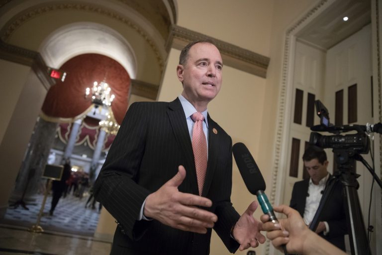 Rep. Adam Schiff, D-Calif., ranking member of the House Intelligence Committee, takes questions from reporters at the Capitol in Washington, Thursday, May 10, 2018. Democrats on the House intelligence committee have released more than 3,500 Facebook ads that were created or promoted by a Russian internet agency, providing the fullest picture yet of Russia's attempt to sow racial and political division in the United States before and after the 2016 election.