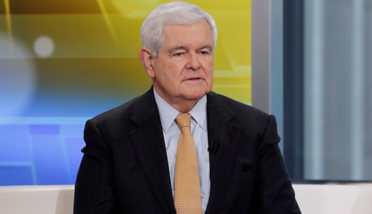Former Speaker of the House Newt Gingrich is interviewed on the "Fox & friends" television program, in New York Thursday, May 24, 2018.
