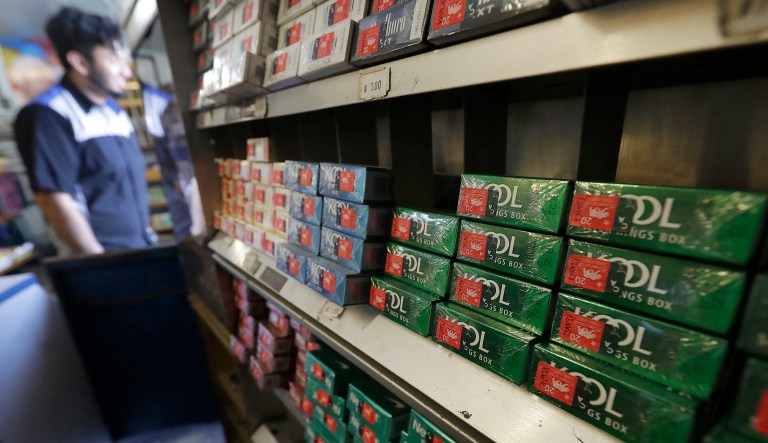 This photo shows packs of Kool menthol cigarettes displayed with other tobacco products at Ted's Market in San Francisco.