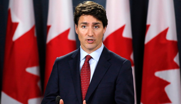 Canadian Prime Minister Justin Trudeau speaks during a news conference in Ottawa, Ontario.