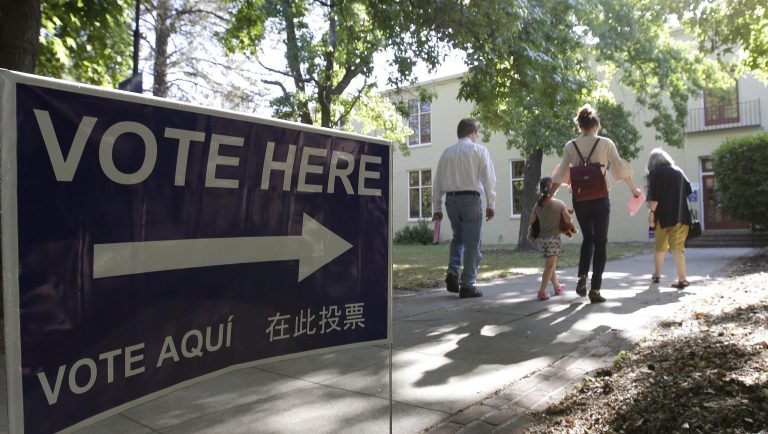 Voters walk to a precinct place at the Sierra 2 Center for the Arts and Community to cast their ballots Tuesday, June 5, 2018, in Sacramento, Calif. Voters are casting ballots in California's primary election, setting the stage for November races.