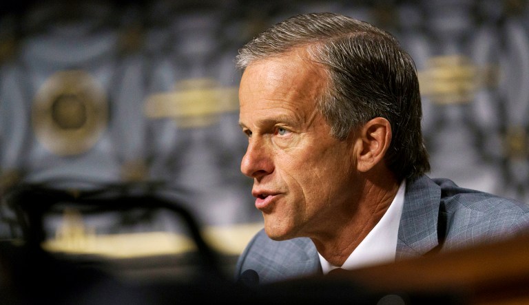 Sen. John Thune, R-S.D., speaks during a hearing.