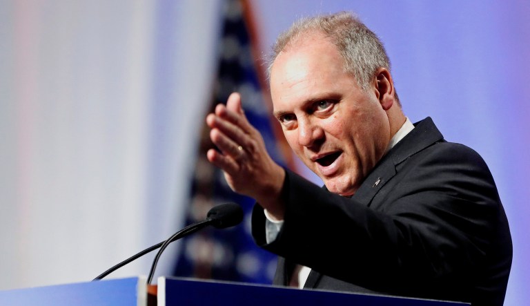 House Majority Whip Steve Scalise, R-La., speaks at the National Sheriffs' Association convention in New Orleans, Monday, June 18, 2018.