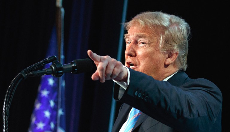 President Trump speaks at the National Federation of Independent Businesses' 75th anniversary celebration on Tuesday in Washington.