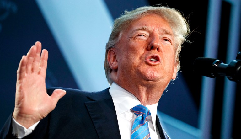 President Trump speaks at the National Federation of Independent Businesses 75th anniversary celebration on Tuesday in Washington.