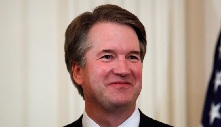 Judge Brett Kavanaugh, President Trump's Supreme Court nominee stands, in the East Room of the White House on July 9, 2018, in Washington.