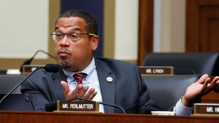 Rep. Keith Ellison, D-Minn., asks a question.