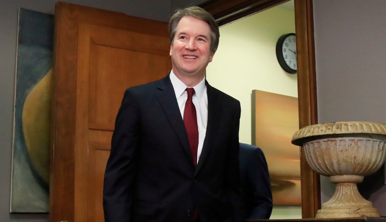 Supreme Court nominee Brett Kavanaugh arrives for a meeting with Sen. Sen. Bob Corker, R-Tenn., on Capitol Hill in Washington, Thursday, July 19, 2018.