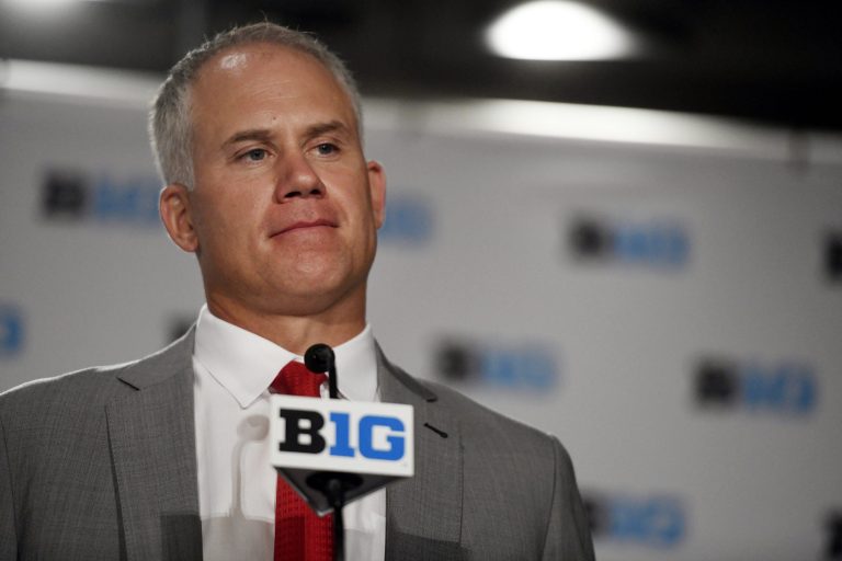 Maryland head coach DJ Durkin speaks at the Big Ten Conference NCAA college football media days in Chicago, Tuesday, July 24, 2018.