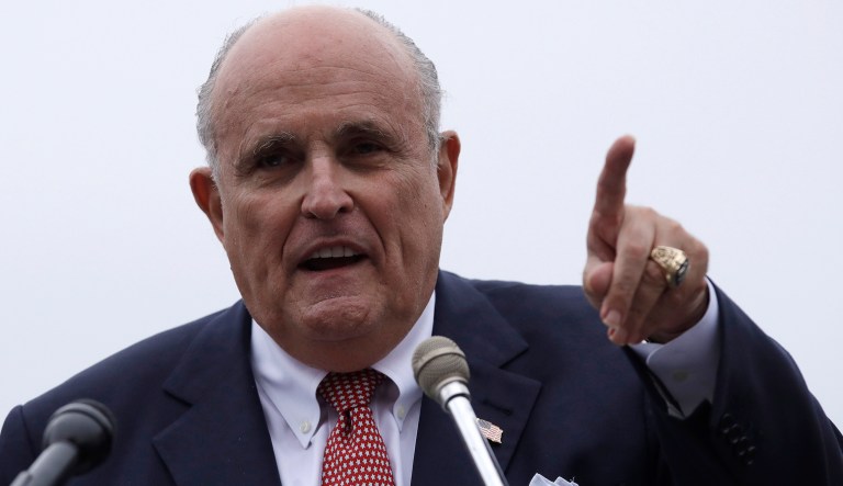 Rudy Giuliani, an attorney for President Trump, appears at an event.
