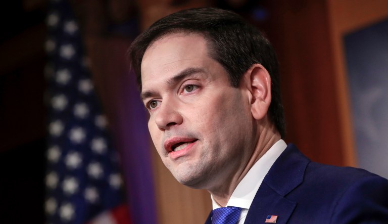 Sen. Marco Rubio, R-Fla., speaks at a news conference on Capitol Hill in Washington.