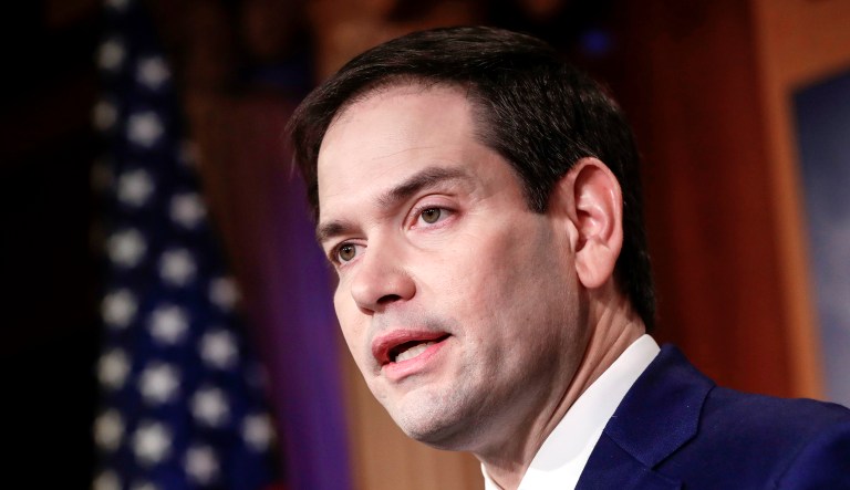 Sen. Marco Rubio, R-Fla., speaks at a news conference on Capitol Hill in Washington.