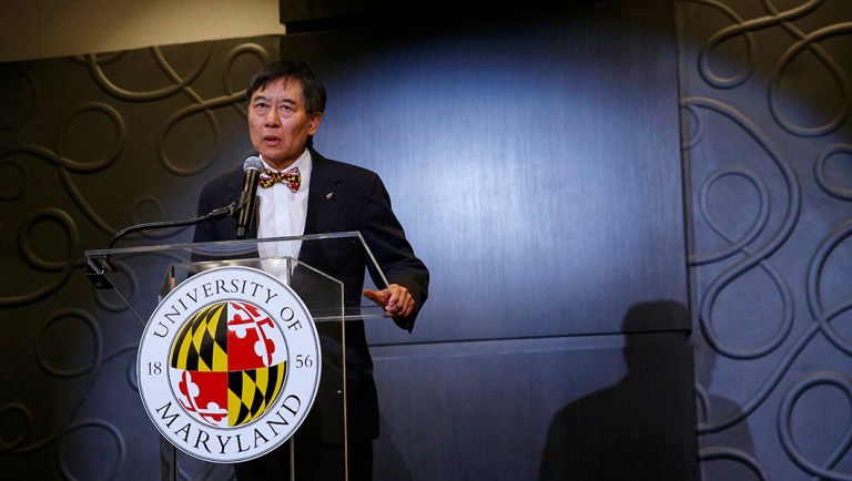 University of Maryland President Wallace Loh speaks at a news conference to address the school's football program and the death of offensive lineman Jordan McNair.