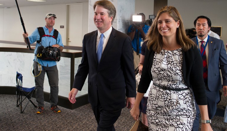 Supreme Court nominee Brett Kavanaugh departs the office of Sen. Joe Donnelly, D-Ind., after meeting with the Senator, on Capitol Hill in Washington, Wednesday, Aug. 15, 2018.