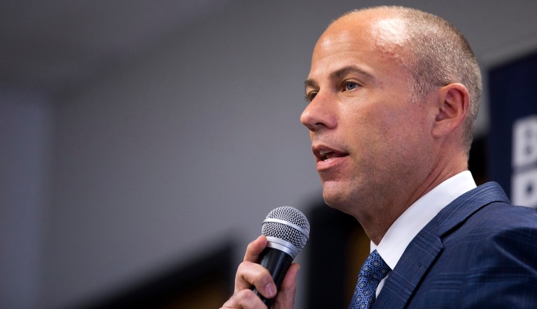 Attorney Michael Avenatti speaks during a news conference at Battle Born Progress, a non-profit progressive advocacy organization, Friday, Aug. 31, 2018 in Las Vegas. Michael Avenatti, the attorney representing adult film actress Stormy Daniels, railed against President Donald Trump's immigration policies and urged a group of progressives in Las Vegas on Friday to turn out voters in the midterm elections.