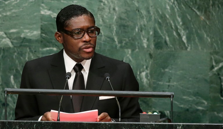 Teodoro Nguema Obiang Mangue, vice president of Equatorial Guinea, speaks during the 70th session of the United Nations General Assembly at U.N. headquarters on Sept. 30, 2015.