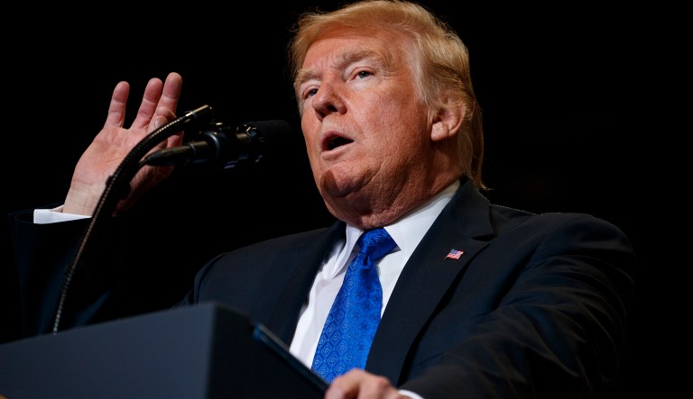 President Donald Trump speaks during a campaign rally, Thursday, Sept. 20, 2018, in Las Vegas.