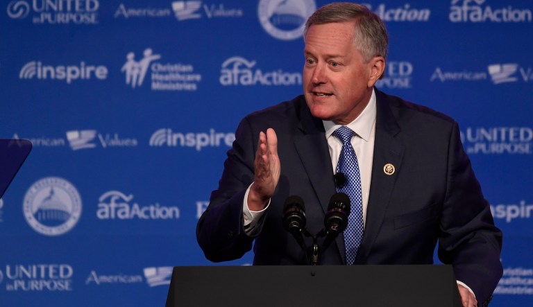 Rep. Mark Meadows, R-N.C., speaks at the 2018 Values Voter Summit in Washington, Saturday, Sept. 22, 2018.