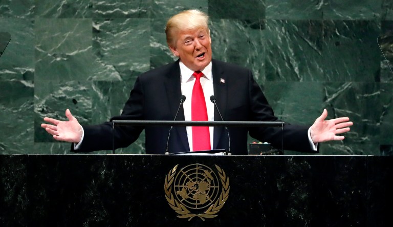 President Trump addresses the 73rd session of the United Nations General Assembly at U.N. headquarters on Tuesday.