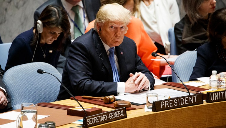 President Trump participates in a United Nations Security Council briefing on counterproliferation at the United Nations General Assembly.