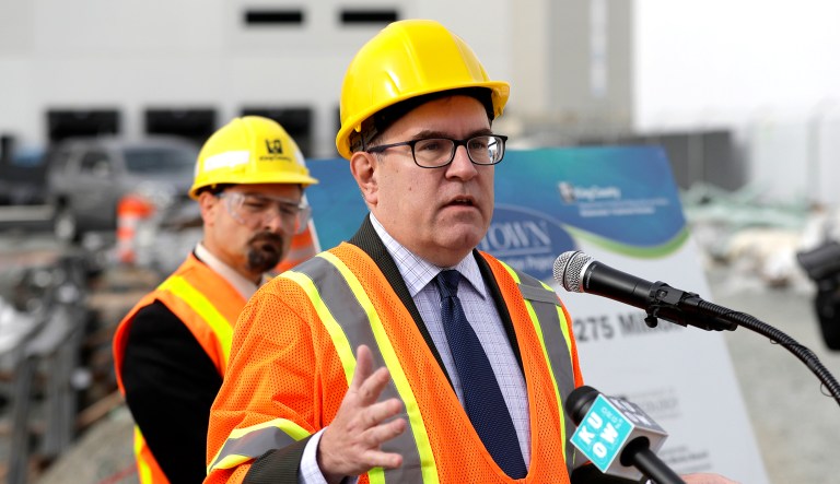 Andrew Wheeler, the U.S. Environmental Protection Agency's Acting Administrator, talks to reporters.