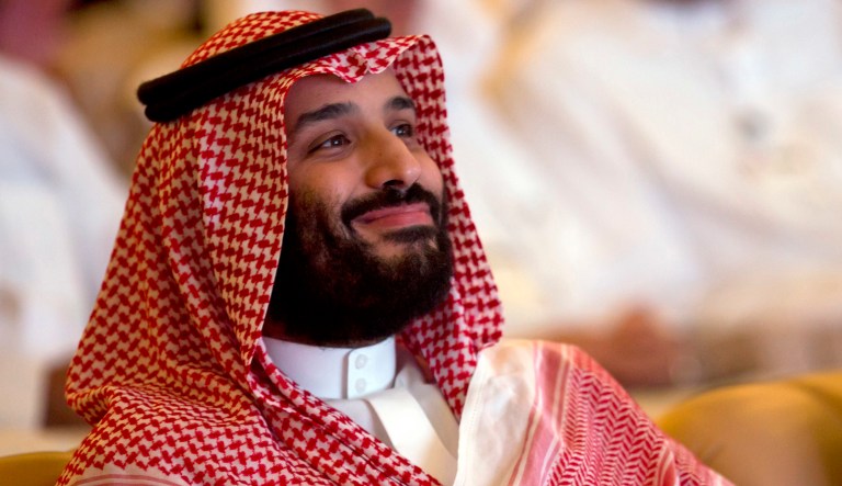 Saudi Crown Prince, Mohammed bin Salman, smiles as he attends the Future Investment Initiative conference, in Riyadh, Saudi Arabia, Tuesday, Oct. 23, 2018. The high-profile economic forum in Saudi Arabia is the kingdom's first major event on the world stage since the killing of writer Jamal Khashoggi at the Saudi Consulate in Istanbul earlier this month.