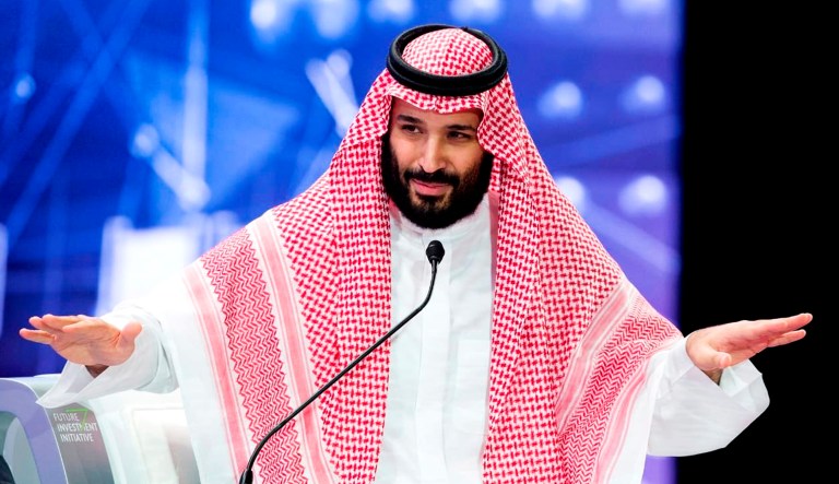 In this photo released by Saudi Press Agency, Saudi Crown Prince Mohammed bin Salman addresses the Future Investment Initiative conference in Riyadh, Saudi Arabia.