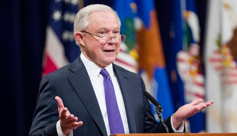 Jeff Sessions speaks at an event.