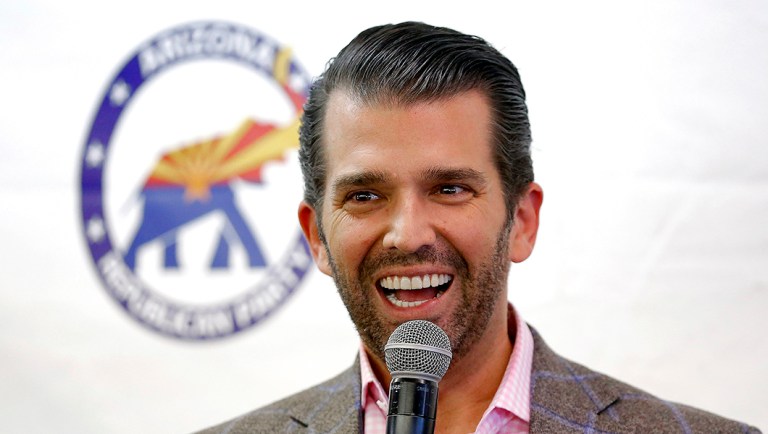 Donald Trump Jr. speaks at a campaign rally.