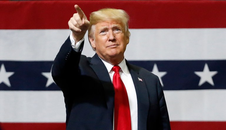 President Trump arrives at a rally Sunday, Nov. 4, 2018, in Chattanooga, Tenn.